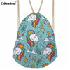 Image of Cute Cartoon Unicorn Print Drawstring Bag