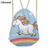 Image of Cute Cartoon Unicorn Print Drawstring Bag