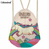Image of Cute Cartoon Unicorn Print Drawstring Bag