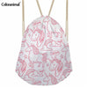 Image of Cute Cartoon Unicorn Print Drawstring Bag