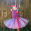 Image of Fancy Rainbow Princess Pony Unicorn Dress With Headband