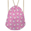 Image of Cute 3D Cartoon Rainbow Unicorn Printed Women Drawstring Bags
