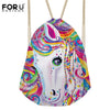 Image of Cartoon Unicorn Printing Cute Drawstring Bag