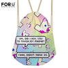 Image of Cartoon Unicorn Printing Cute Drawstring Bag