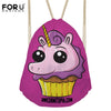Image of Cartoon Unicorn Printing Cute Drawstring Bag