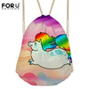 Image of Cartoon Unicorn Printing Cute Drawstring Bag