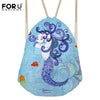 Image of Cartoon Unicorn Printing Cute Drawstring Bag