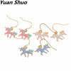 Image of white. Blue. Pink three color enamel ms unicorn earrings