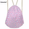 Image of Lovely Pink Unicorn Printing Women Drawstring Bag