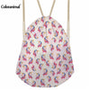 Image of Lovely Pink Unicorn Printing Women Drawstring Bag