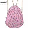 Image of Lovely Pink Unicorn Printing Women Drawstring Bag