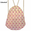 Image of Lovely Pink Unicorn Printing Women Drawstring Bag