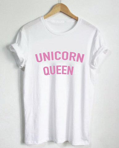 Unicorn Queen Pink Letters Print Cotton Shirt
