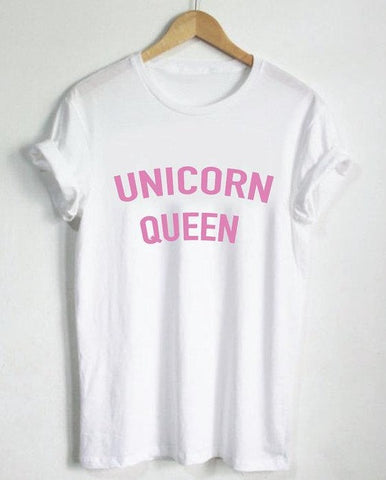 Unicorn Queen Pink Letters Print Cotton Shirt