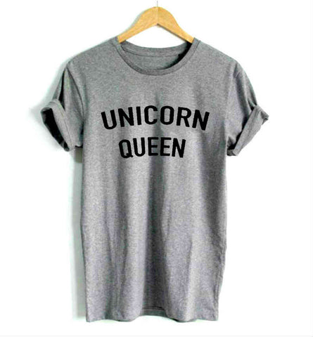Unicorn Queen Pink Letters Print Cotton Shirt