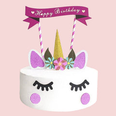 1set Handmade Pink Unicorn Party Cupcake