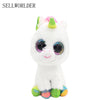 Image of Big Eyes 6" 15cm White Unicorn with Rainbow Hair Plush Animal Toys