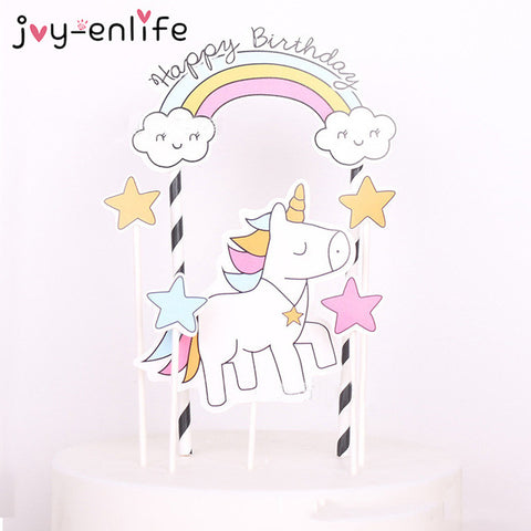 1set Rainbow Unicorn Cake Topper
