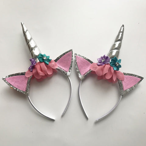 2PCS Glitter Metallic Unicorn Headband