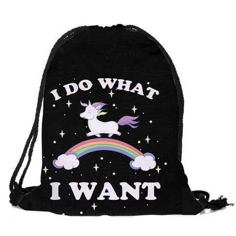 Unicorn Candy Drawstring Bag