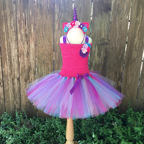 Fancy Rainbow Princess Pony Unicorn Dress With Headband