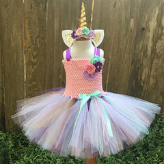 Fancy Rainbow Princess Pony Unicorn Dress With Headband