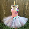 Image of Fancy Rainbow Princess Pony Unicorn Dress With Headband
