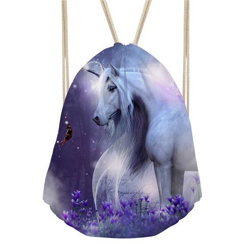 Unicorn Women Mochila Small Female Drawstring Bag