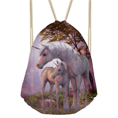 Unicorn Women Mochila Small Female Drawstring Bag