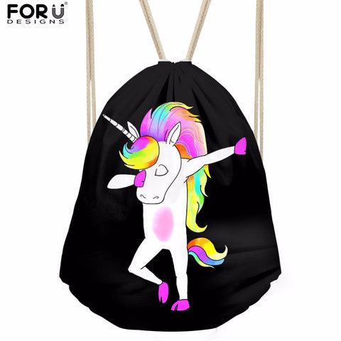 Women's Funny Unicorn /Pony/Panda/Pig Swag Drawstring Bag