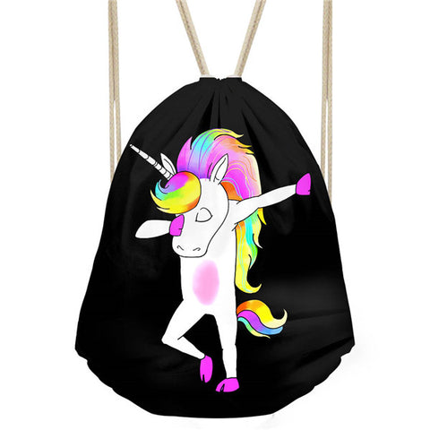 Women's Funny Unicorn /Pony/Panda/Pig Swag Drawstring Bag