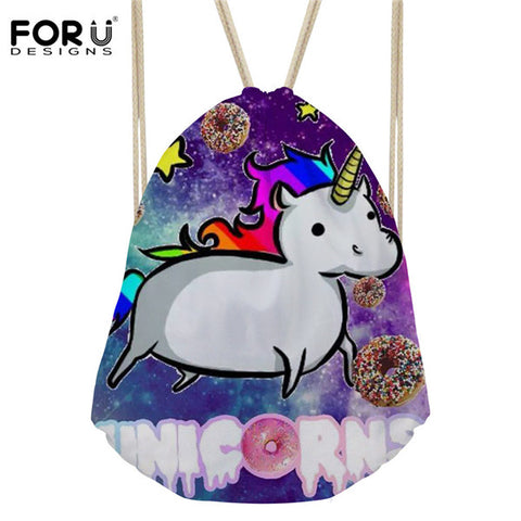 Cartoon Unicorn Printing Cute Drawstring Bag