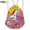 Image of Cartoon Unicorn Printing Cute Drawstring Bag