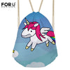 Image of Cartoon Unicorn Printing Cute Drawstring Bag
