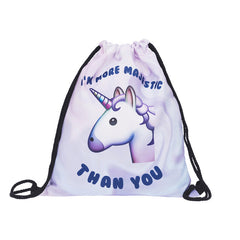 Cute Unicorn 3D Printing Women New Drawstring Bag